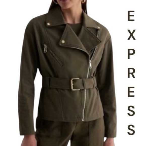 Express Jackets & Blazers - EXPRESS Khaki Green Belted Utility Jacket, Size M.